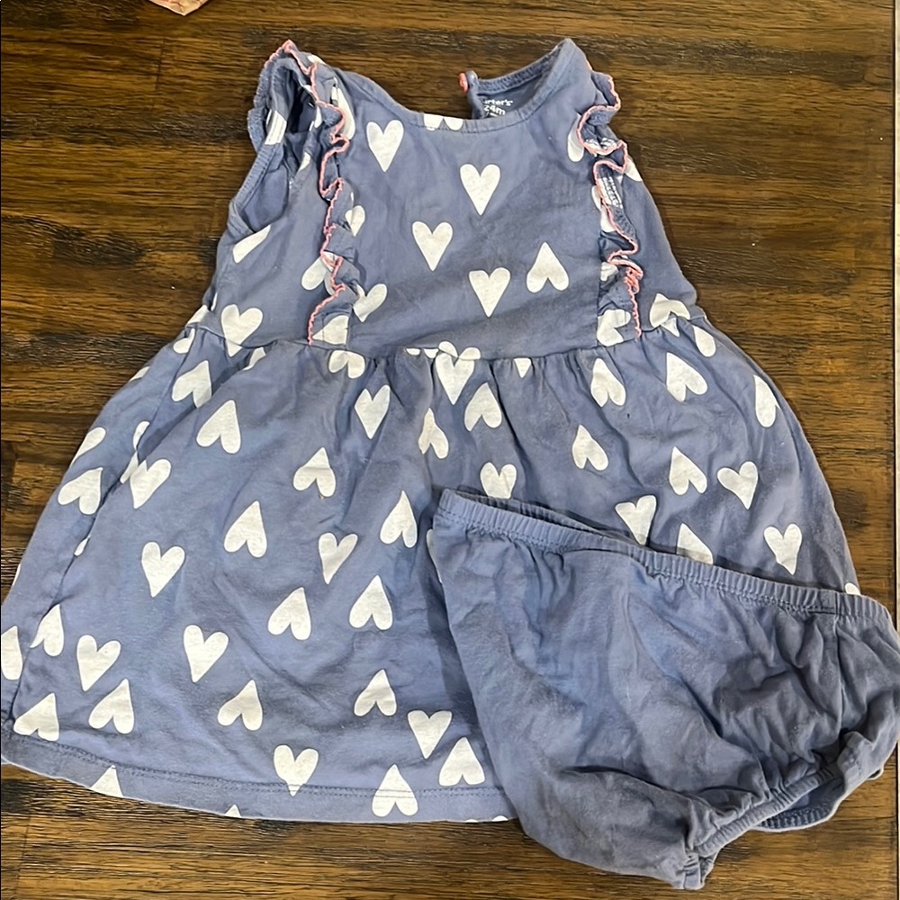 Carter's Blue and White Heart Dress with Bloomers